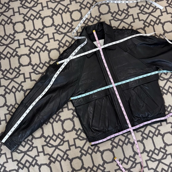 London Fog Black Genuine Leather Bomber Jacket Sz S - Picture 9 of 15